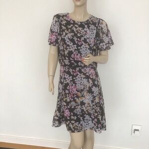 Ted Baker Kaarole Jasmine Floral Fit n Flare Flutter Sleeve Mini Dress 5 L 12